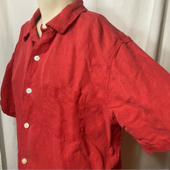 Cremieux Classics men’s button down shirt sleeve shirt linen silk medium red - Picture 6 of 10